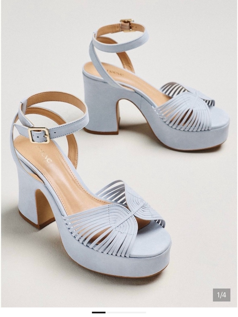 Maeve Light Blue Strappy Platform Sandals with Ankle Buckle